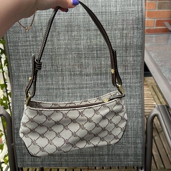 Vintage Y2K Lauren Ralph Lauren Monogram Cotton Canvas Mini Shoulder Bag - Picture 9 of 9